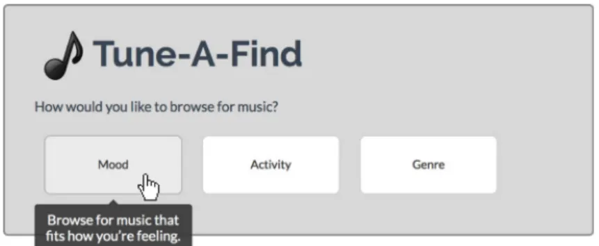 Fig. 2 Screen shot of Tune-A-Find with the “Mood” tooltip