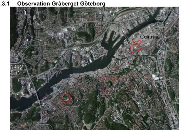 Figur 6. Översiktsbild av Gråbergets placering i Göteborg. Skala: 1:100 000 