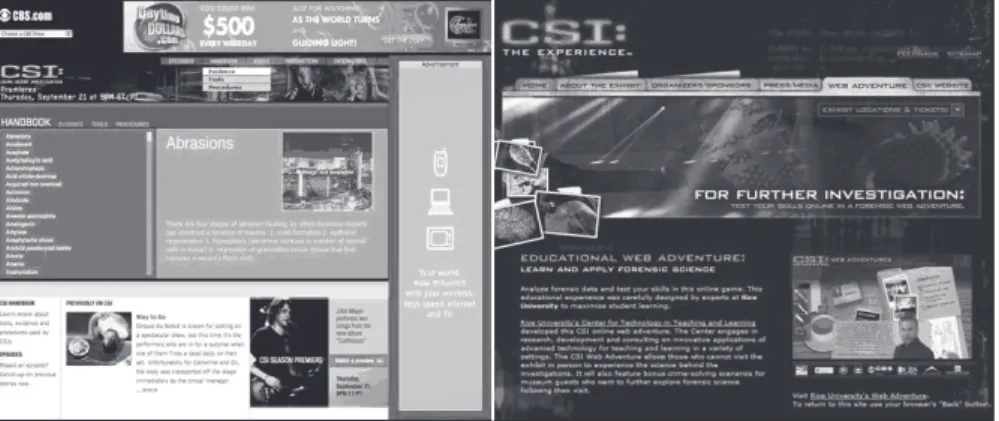 Illustration 2.  T.v. CSI håndbog, t.h. CSI: The Experience