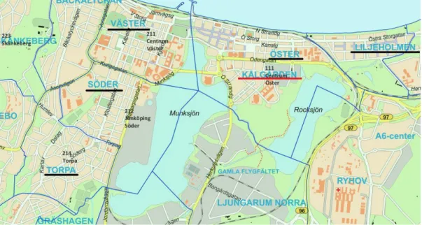 Figur 13 Jönköpings centrala stadsdelar  Bild: Jönköpings kommun 