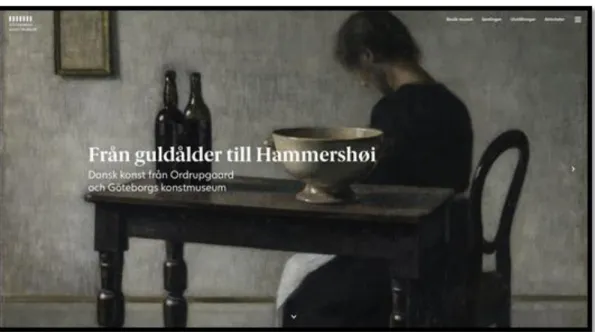 Figure 1. Print screen of the start page of Gothenburg Museum of Art 