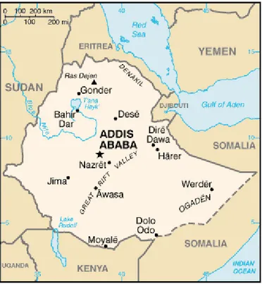 Figure 1. Map over Ethiopia (2005).  