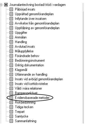 Figur 4. Sökord journal i Magna Cura dokumentationssystemet. 