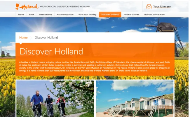 Figure 1: Discover Holland. Source: Holland.com, 2019. 