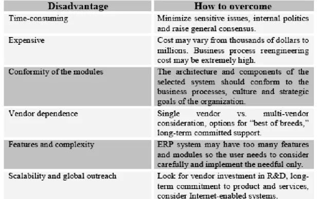 Figure 6: Disadvantages of ERP systems [2] 