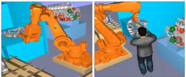 Fig. 2: Illustration of a conceptual model of a collaborative assembly cell. The operator is responsible for guiding the robot to the correct location