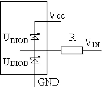 Figure 4 Figuren visar hur skyddsdioderna på en elektronisk krets fungerar. 