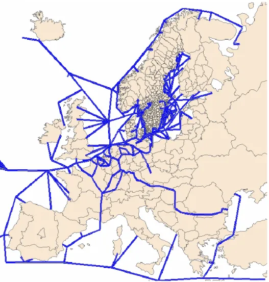 Figure 5.4  Sea and ferry network inside and outside Sweden, including ports in  Sweden 