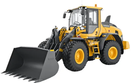 Figure 1: Wheel loader with a bucket attachment.