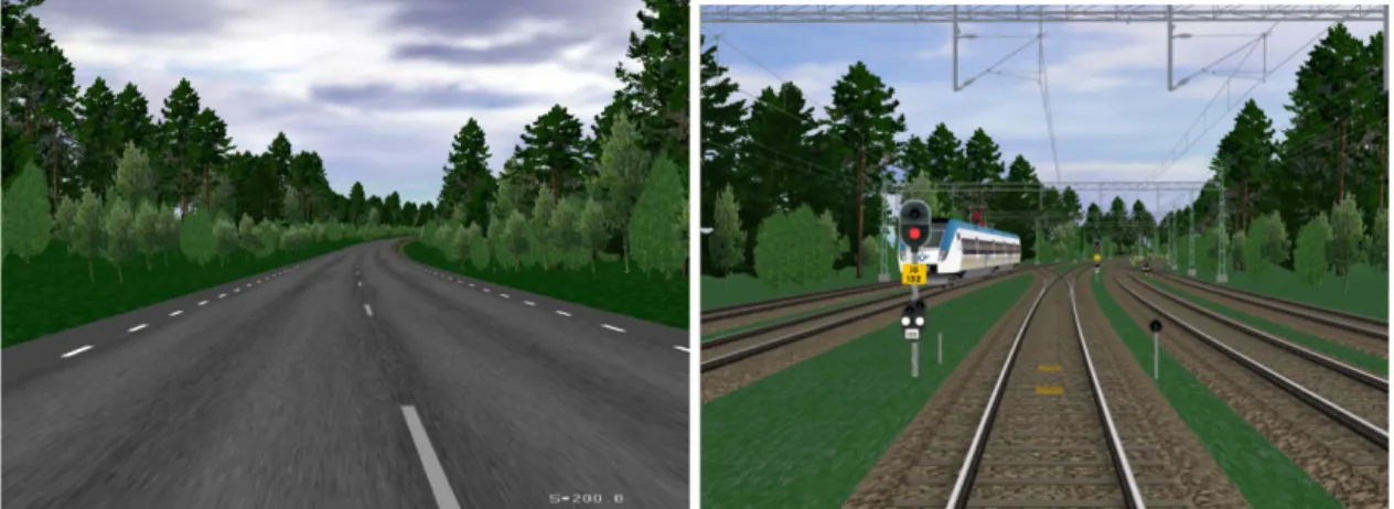 Figure 7. Visual presentation of road (left) and rail (right). 
