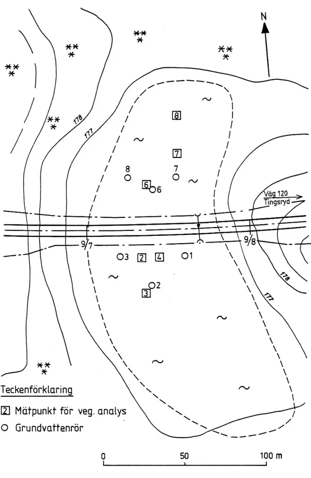 Figur 1. Plankarta över observationsområdet Potteboda