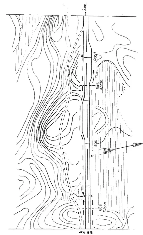Figur 11. Plankarta över dränerad sträcka vid Mattmar.