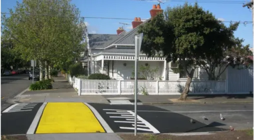 Figure 6 - Elevated stopline with pedestrian crossing in Melbourne (2010) 