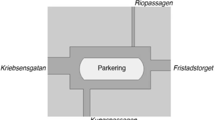 Figur	
  3.	
  Kungsplans	
  nuvarande	
  layout.	
  