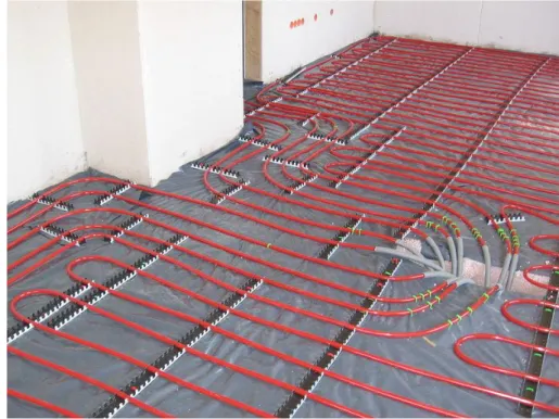 Figure 2: Under floor heating pipes, before they are covered by the screed 