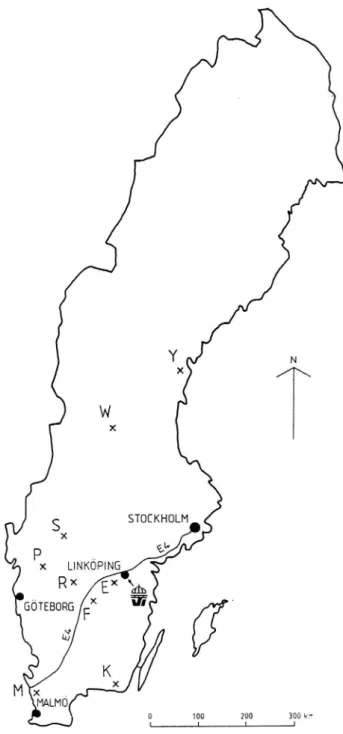 Figur 1. Provfältens placering i respektive län.