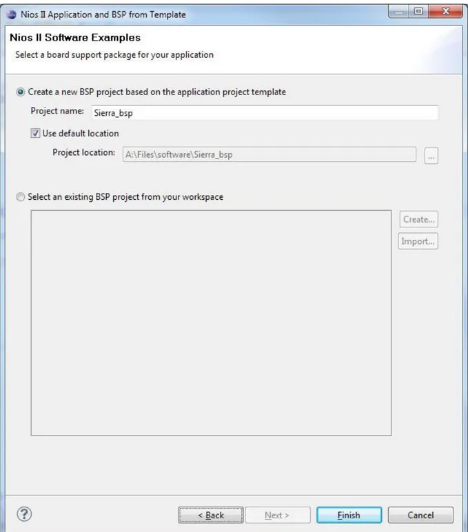 Figure 5: Creating a new board suport package for a Sierra project 