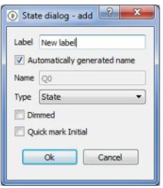Figure 2 Settings for added states in Automata Editor 