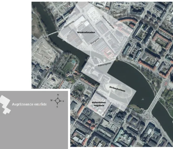 Figur 6: Karta som visar avgränsningen. Karta: Eskilstuna stad, visualisering av  Alicia Fundberg