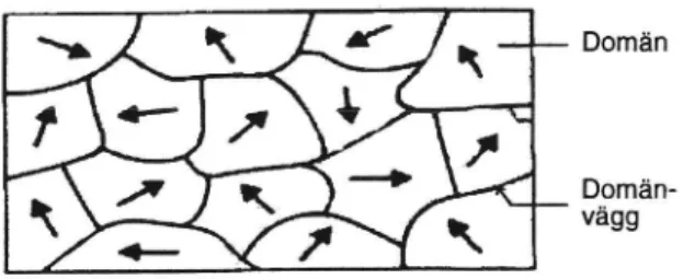 Figur 3.1 Domänstruktur i ett omagnetiserat ferromagnetiskt material [3:259]