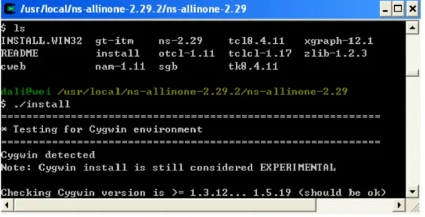 Figure 11 Installation Run of NS2 Allione-2.29