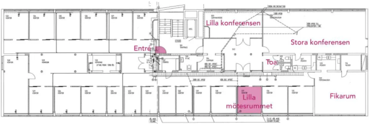 Figur 2. Planritning ledningskansliets lokaler Torshälla stads förvaltning, plan 5. 