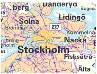 Figur 2    Länkkarta, Stockholms innerstad. 