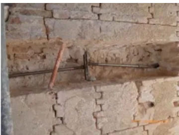 Figure 7  Steel ties in the main façade wall. From the S. Maria di Collemaggio basilica: from  the vulnerability assessment to the first results of SHM