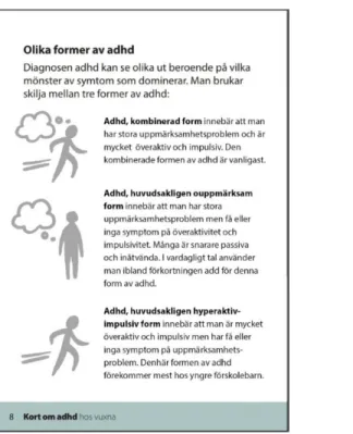 Figur 11 Prototyp 2 - olika former av ADHD (Socialstyrelsen.se 2014 &amp; Elisabet Hofverberg 2021)