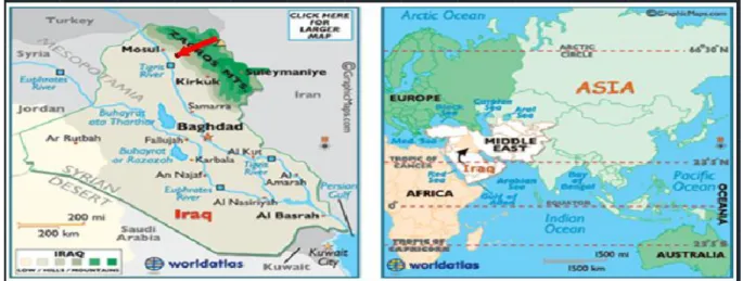 Figure 1. Location of Erbil, Kurdistan. ( World Atlas, 2014) 