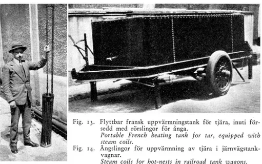 Fig.  13 .  Flyttbar  fransk  uppvärmningstank  för  tjära,  inuti  fö r­