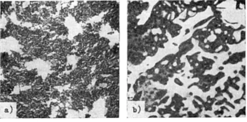 Fig.  1  och  2.  Mikrobilder  av  as.falttjäror  enligt  Mallison. 