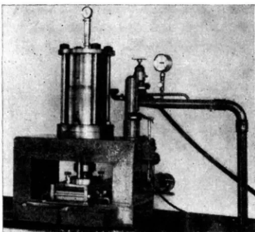 Fig.  7.  ” Push-Push” .  Apparat  för  provning  av  heläggningsmassors  beständighet  vid  samtidig  inverkan  av  vatten  och  yttre  dynamiska  krafter.