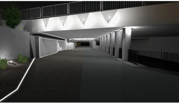Figur 9: Genom att belysa utanför tunnelns entréer skapas en överblickbar miljö.  