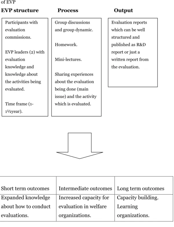 Fig 1.  A model of processes and outcomes for capacity building in organizations with the help  of EVP 