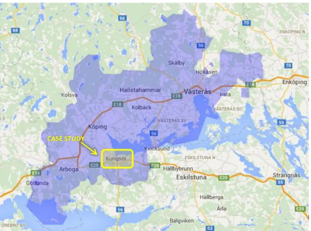 Figure 12   Map of MEE and area for case study (Malarenergi.se, 2015a) CASE STUDY 