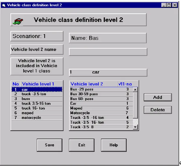 Fig. 5.3  Vehicle definition, i.e. definition of Vehicle Level 2, is a subdivision  of the fixed vehicle types (Level 1)