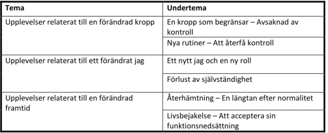 Tabell 3: Resultat med teman och tillhörande underteman 