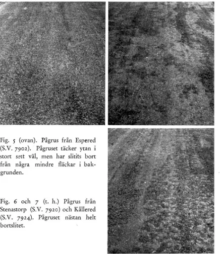 Fig.  5— 7.  T re  provsträckor,  fotograferade  efter  8  månaders  trafik,  den  1 4   maj  1940.