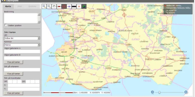 Figure 2  Example of the mapping tool’s user interface (source: STRADA User Guide  for Police Web Client version 3.2.0)