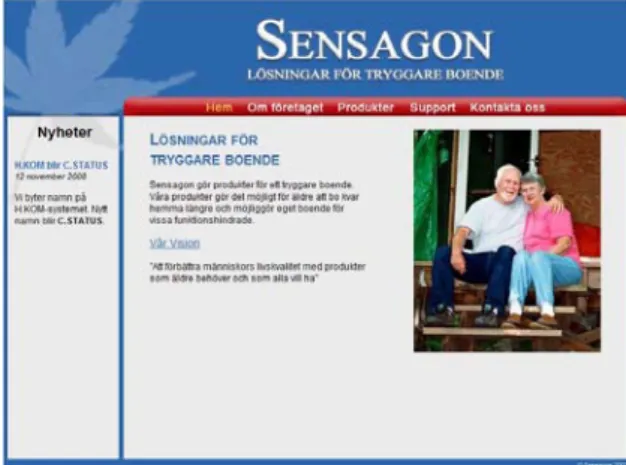 Figur 13. Bild över Sensagons hemsida. 