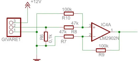 Figur 6. Differentialförstärkare för signalen från vinkelgivaren