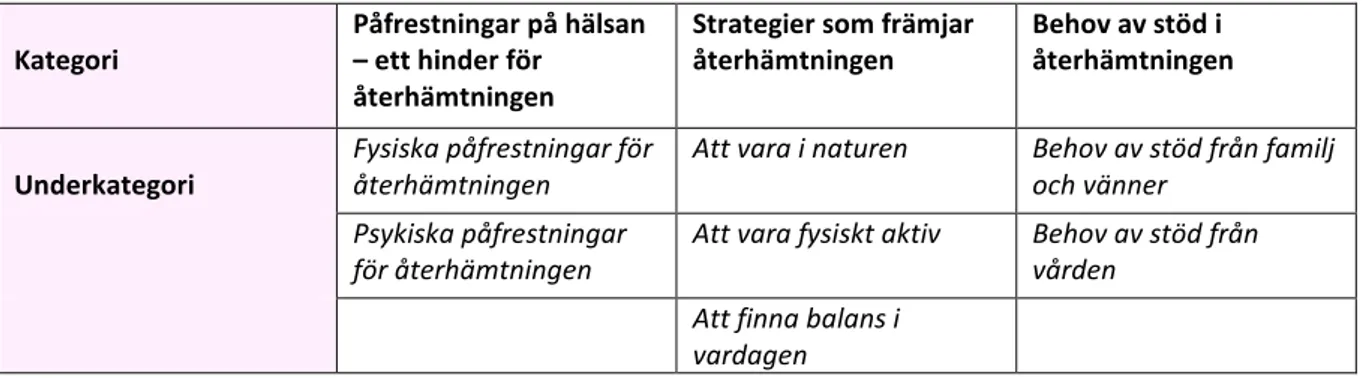 Tabell 2: Resultatöversikt 