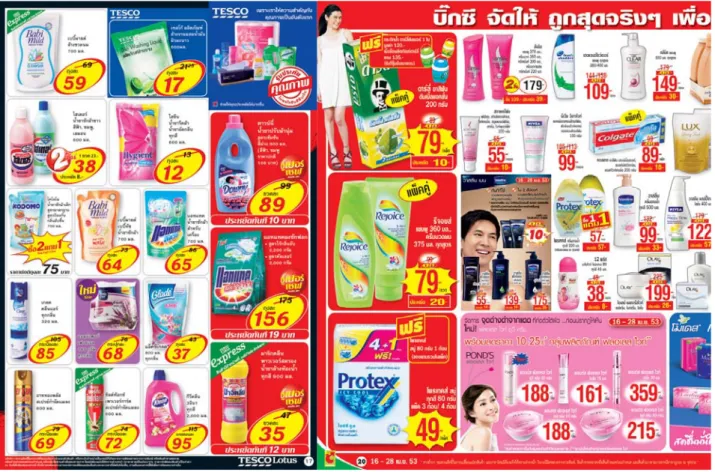Figure 4: Products in Personal Care Products Category from retailer’s brochure   (Tesco Lotus, 2010 and Big C, 2010) 