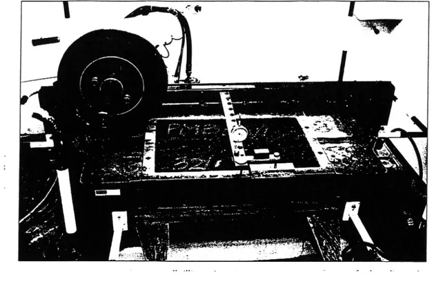 Figur 13 Fransk plattvältningsmaskin använd för spårbildningstest vid Nynäs FoU-avdelning (från Stopp och Belägg nr2 1995).
