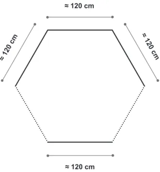 Figur 1. Paviljongens form och ungefärliga mått. 