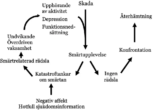 Figur 1: Rädsla-undvikandemodellen modifierad från Vlaeyen &amp; Linton (2000)