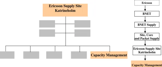 Figure 7: The Ericsson Supply Site Katrineholm broken down to Capacity Management 