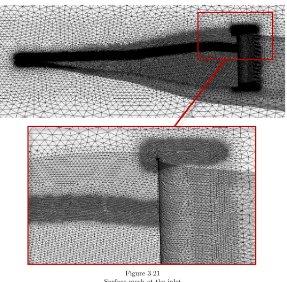 Figure 3.21 Surface mesh at the inlet