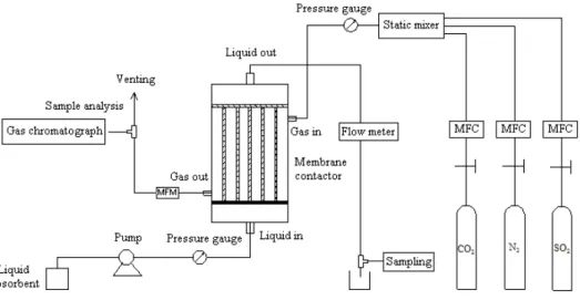 Figure 2.1  Schematic drawing of gas absorption process for CO 2 /SO 2  removal 